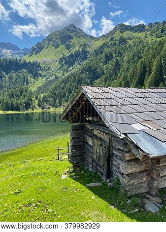 Very Old Barn, Duisitzkarsee Lake In Austria.the Duisitzkarsee Is Probably One Of The Most Beautiful