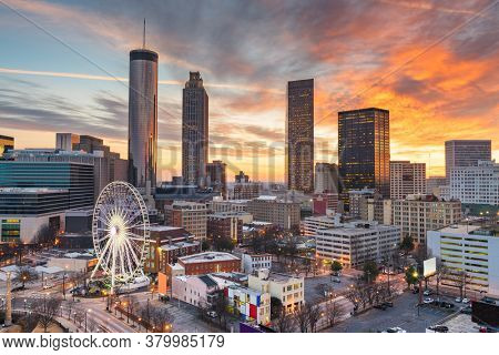 Atlanta, Georgia, USA downtown skyline at dusk.