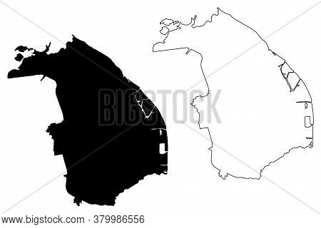 Barranquilla City (republic Of Colombia, Atlantico Department) Map Vector Illustration, Scribble Ske