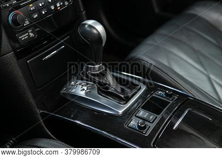 Novosibirsk/ Russia - August 01  2020: Infiniti Fx , Close-up Of The Accelerator Handle And Buttons.