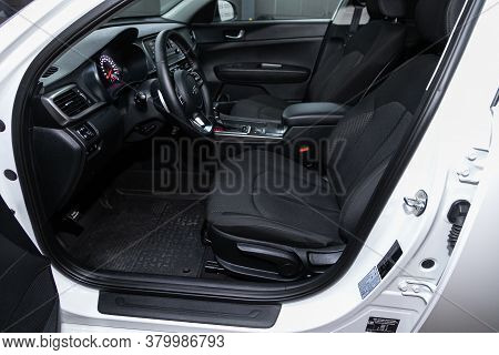 Novosibirsk/ Russia - August 01  2020: Kia Optima, Close-up Of The Dashboard, Player, Steering Wheel