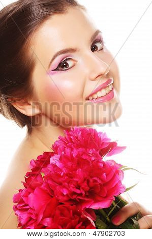 Woman With Pink Flower