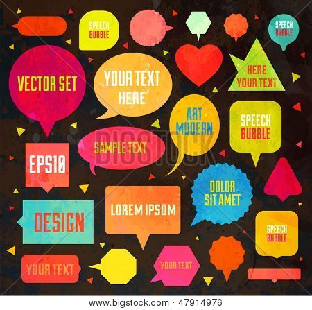 Beszéd buborékok vektoros készlet web vintage design. Régi papír háttér
