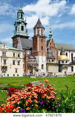 tourists visiting Royal Archcathedral Basilica of Saints Stanislaus and Wenceslaus,Wawel Hill,Krakow