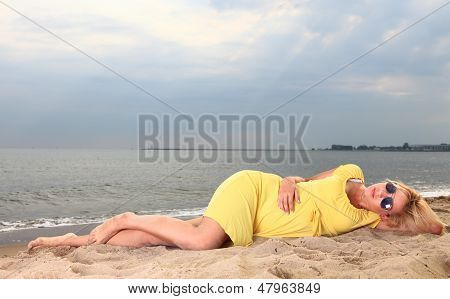 Romantic Beautiful Smiling Girl Yellow Dress