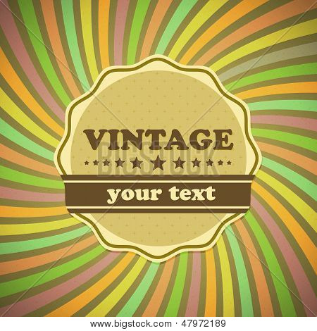Vintage Label On Sunrays Background