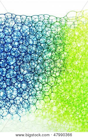 Grüne und blaue Seife Makro