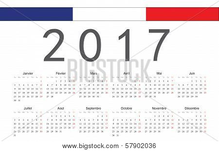 French 2017 Year Vector Calendar