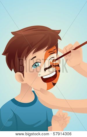 Boy Having His Face Painted