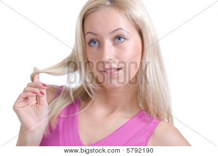 Beautiful woman play with hair