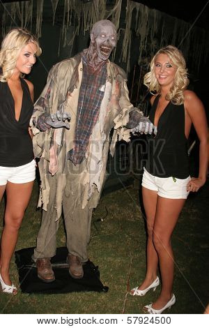 Kristina Shannon and Karissa Shannon  at the Playboy Mansion Halloween Party Preview. Playboy Mansion, Holmby Hills, CA. 10-24-08