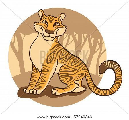 Tiger on a brown  background.