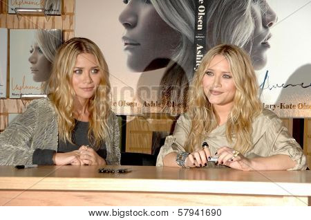 Mary-Kate Olsen and Ashley Olsen  at an in store appearance to sign copies of the new book 'Influence'. Borders Books and Music, Westwood, CA. 11-12-08