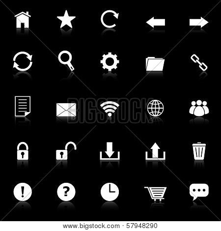 Tool Bar Icons With Reflect On Black Background