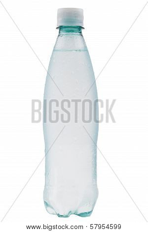 Misted plastic bottle of water