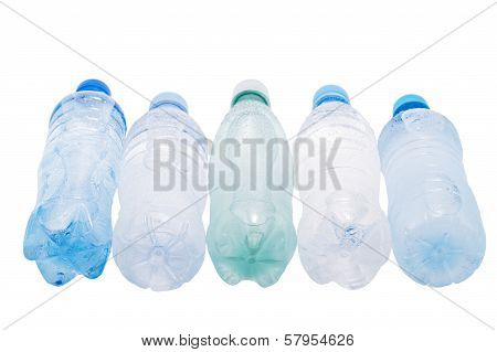 Misted plastic bottles of water