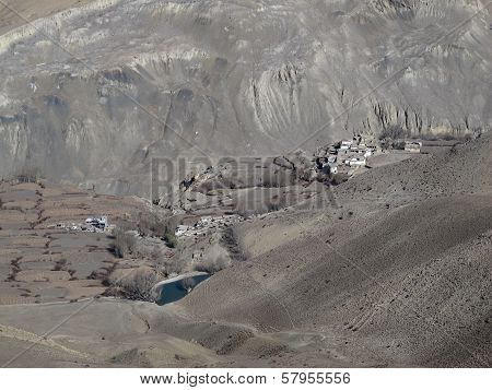 Village and fields near Muktinath