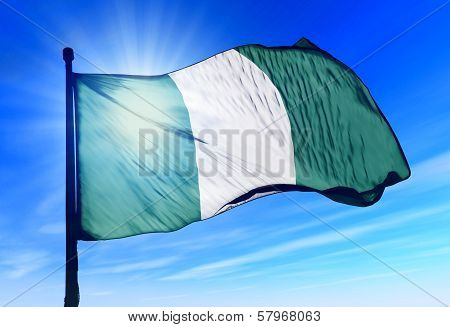 Nigeria flag waving on the wind
