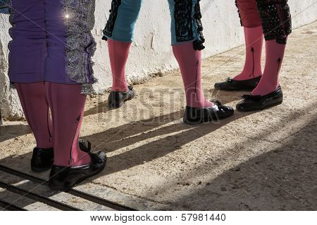 Bullfighters At The Paseillo Or Initial Parade Bullfight At Baeza Bullring