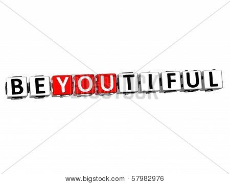 3D Beyoutiful Button Click Here Block Text