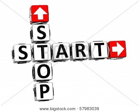 3D Start Stop Button Click Here Block Text