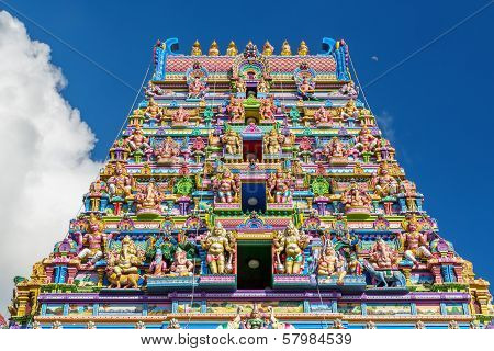 Facade Of A Hindu Temple In Victoria, Seychelles
