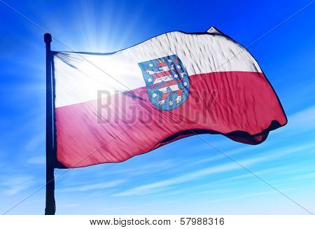 Thuringia (GER) flag waving on the wind