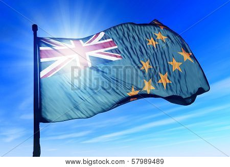 Tuvalu flag waving on the wind