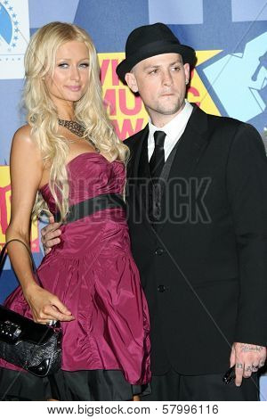 Paris Hilton and Benji Madden  in the press room at the 2008 MTV Video Music Awards. Paramount Pictures Studios, Los Angeles, CA. 09-07-08