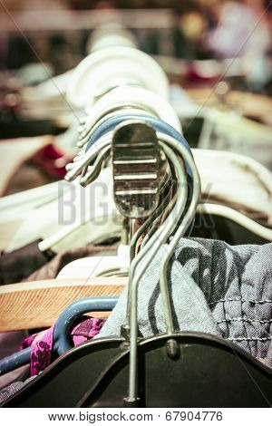 Clothes On A Rack On A Flea Market