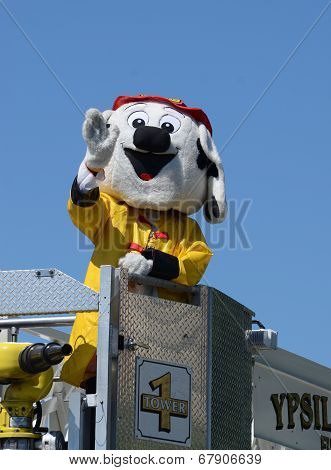 Fire And Rescue Mascot At The Ypsilanti, Mi 4Th Of July Parade
