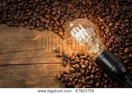 Light bulb on  coffee beans