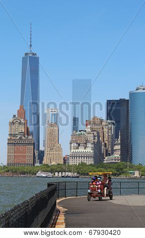 Riders on quadcycle at the Governors Island