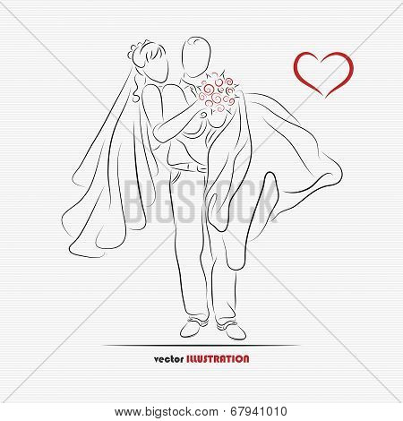 Silhouette Of Bride And Groom