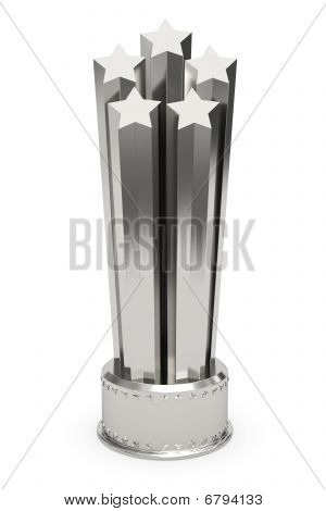 Prix étoiles argent sur piédestal isolé On White
