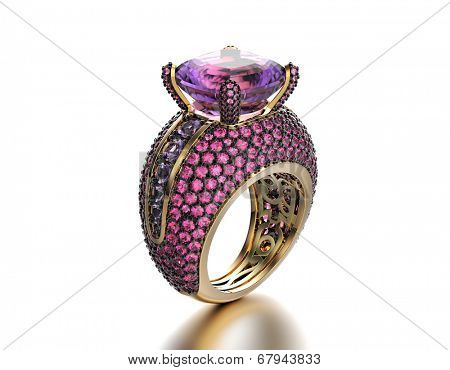 Wedding Ring with diamond. Jewelry background. Ruby