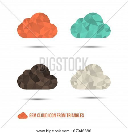 Gem Cloud Icon From Triangles