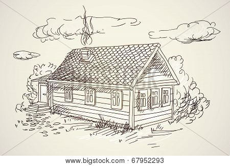simple village house vector