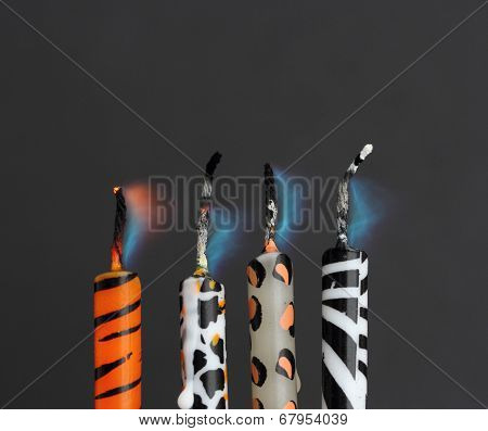 Animal Print Candles After Being Blown Out