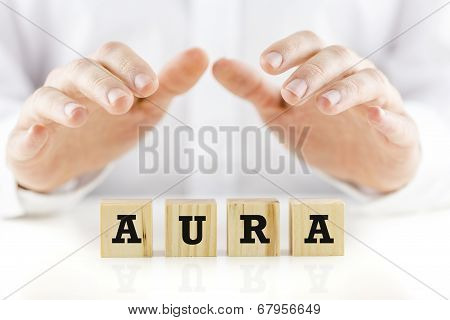 Word - Aura - On Wooden Cubes