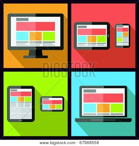 responsive web design. Flat style vector illustration