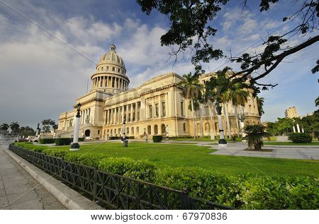 HAVANA, CUBA - JULY 9, 2010. National Capitol building, seat of government in Cuba until 1959, now the home to the Cuban Academy of Sciences. 