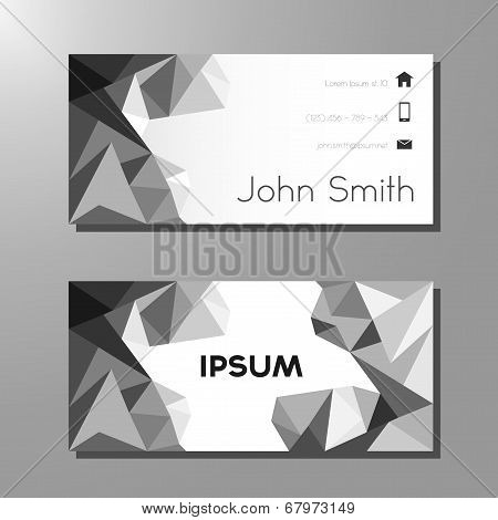 Business card polygon style template - black and white