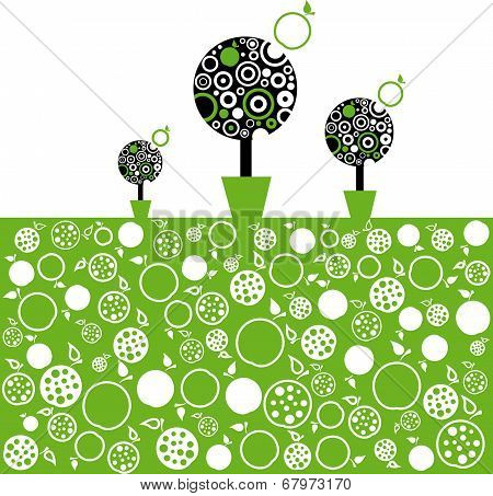 Vector Illustration Apple Tree