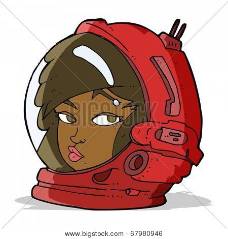 cartoon female astronaut