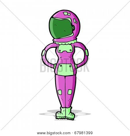 cartoon female astronaut