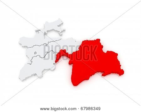 Map of Gorno-Badakhshan. Tajikistan. 3d