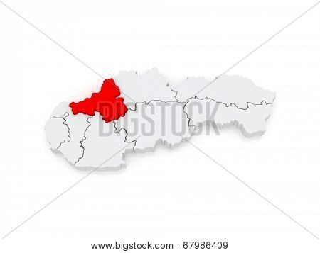 Map of Trencin Region. Slovakia. 3d