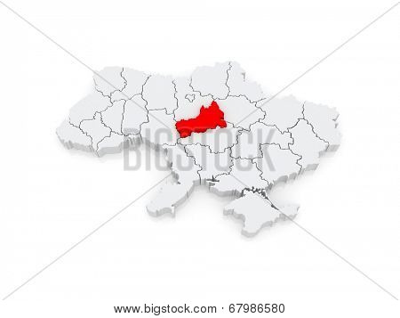 Map of Cherkasy region. Ukraine. 3d
