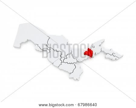 Map of Darya region. Uzbekistan. 3d